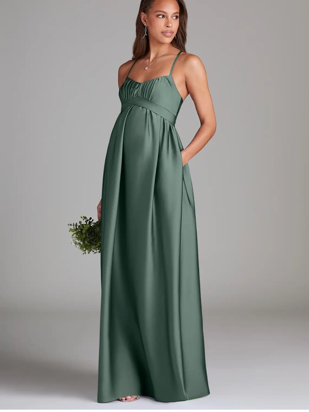 Azazie Maternity Llana Dress Sea Moss